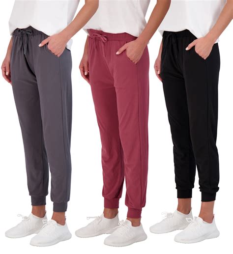 Real Essentials 3 Pack: Women's Ultra-Soft Lounge Joggers Athletic Yoga ...