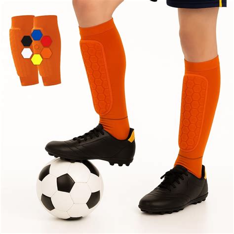 Shin Defender Shin Guards Kids, Youth & Adults – Honeycomb-Padded Calf Compression Sleeves ...