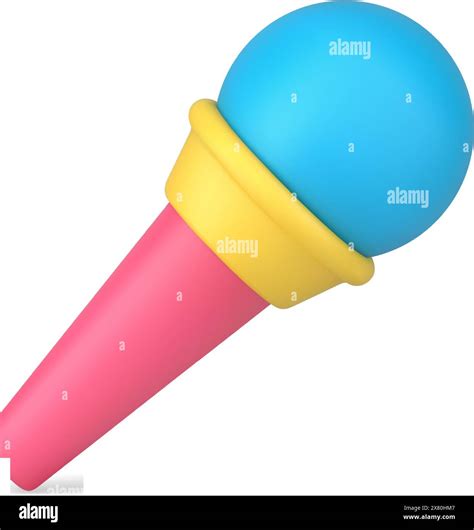 Bright pink yellow blue microphone icon 3d vector illustration. Music ...