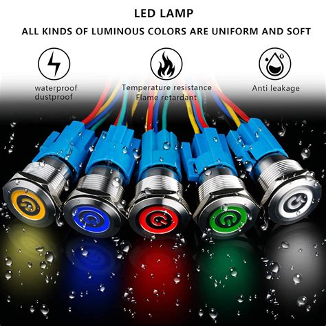 Buy Monrand Latching Push Button Switch,12V DC ON/Off Self-Locking ...