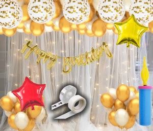MIKAZUKI HAPPY Birthday gold,white decoration kit Price in India - Buy ...