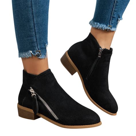 Womens Ankle Boots Low Heeled Womens Dress Boots Low Heel Pointed Toe ...