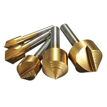 SBRMART Titanium Countersinks Chamfering Cutter Drill Press- 5pcs 6/10 ...