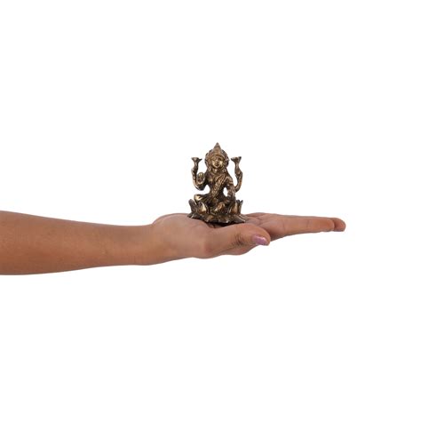 Antique Finish Brass Goddess Laxmi on Lotus - eCraftIndia Online