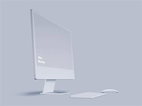 iMac Clay Mockup with Keyboard and Mouse Top Setup | by LS.GRAPHICS