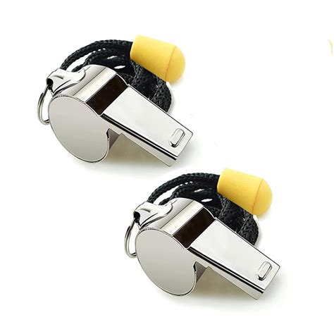 Tiplusta 2 Pcs Stainless Steel Sports Whistles with Lanyard, Loud Crisp ...