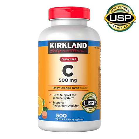 Kirkland Signature Chewable Vitamin C 500mg, 500 Tablets, Supports ...