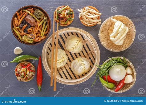 Traditional Snacks of Chinese Cuisine Dim Sum - Dumplings, Spicy Salads ...