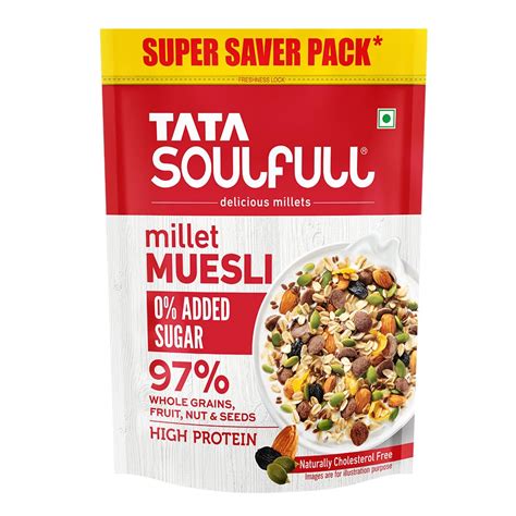 Tata Soulfull 0% Added Sugar Millet Muesli, 700 g, High Protein, Rich ...