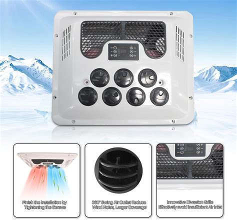 RV Rooftop Air Conditioner w/Heat 12 Volt, Campervan 9000BTU 12V Air ...