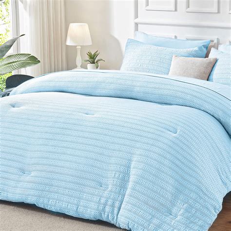 Newspin Twin Bed in a Bag - Light Blue Waffle Bedding Comforter Set for ...