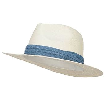 Buy Toyo Fedora Hat with Color Band - Cream Denim OSFM at Amazon.in