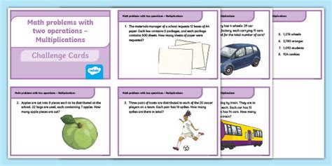 Challenge Cards: Maths problems - 4th grade Twinkl Colombia