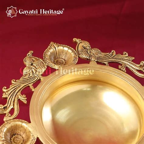 Brass Peacock Urli with Bell – Elegant Traditional Centerpiece | Gayat ...