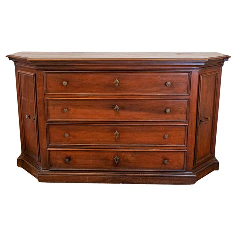 20th Spanish Dresser in Carved Wood with Marble Top and Four Drawers ...