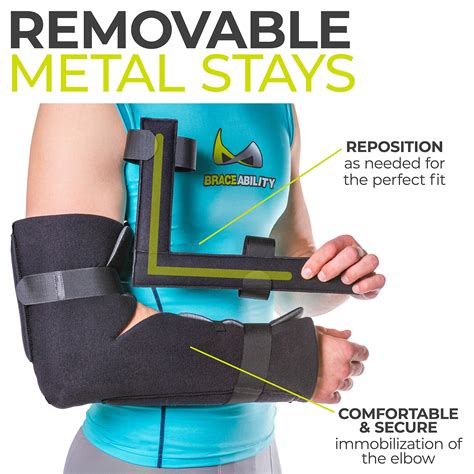 BraceAbility Elbow Immobilizer Brace | Removable Long Arm Cast and Soft ...