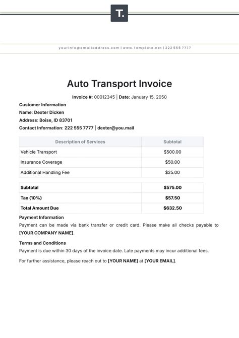 Transportation Invoice Template PDF 的图像结果