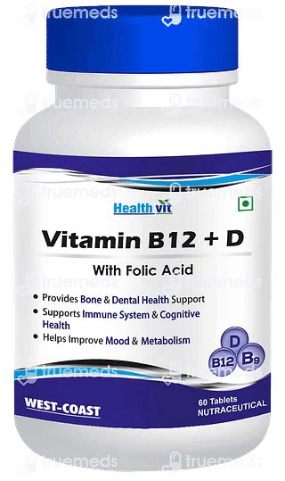 Healthvit Vitamin B12 And D Folic Acid Tablet 60 - Uses, Side Effects ...