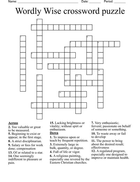 Wordly Wise crossword puzzle - WordMint