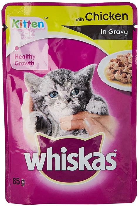 whiskas Wet Meal Kitten Baby Cat Food, Chicken In Gravy (85 g) - Pack ...