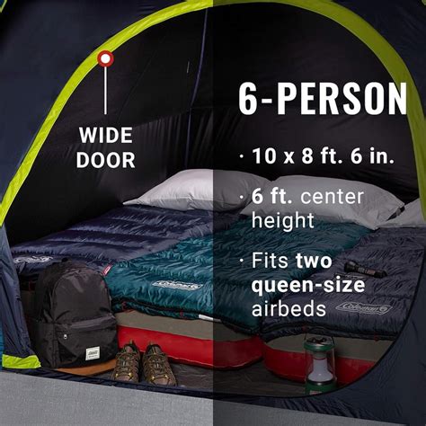 Coleman Dark Room SkyDome 6 Person Waterproof Camping Dome Tent l Fixe