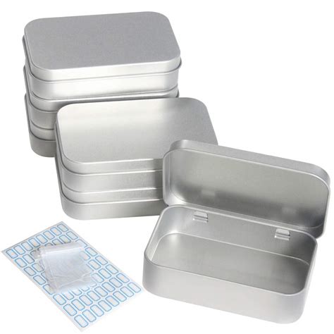 DUOFIRE 6 Pcs Tin box Small Metal Tin Containers with Hinged Lids Home ...