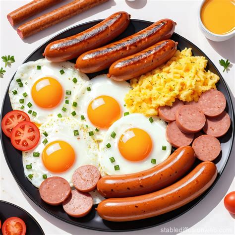 Plate of Eggs and Sausages | Stable Diffusion Online