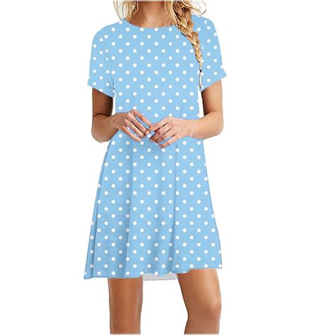 Sakmal A Line Summer Dresses for Women 2025 T Shirt Mini Short Blue ...