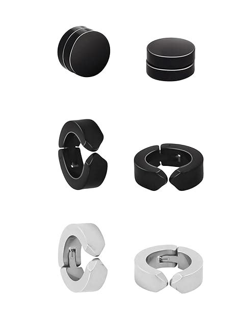 Yellow Chimes 3 Pair Combo Non-piercing 316l Stainless Steel Magnetic ...