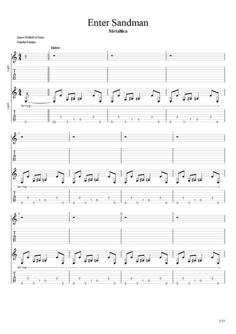 Enter Sandman Drum Tab & Chords - Metallica | PaidTabs.com
