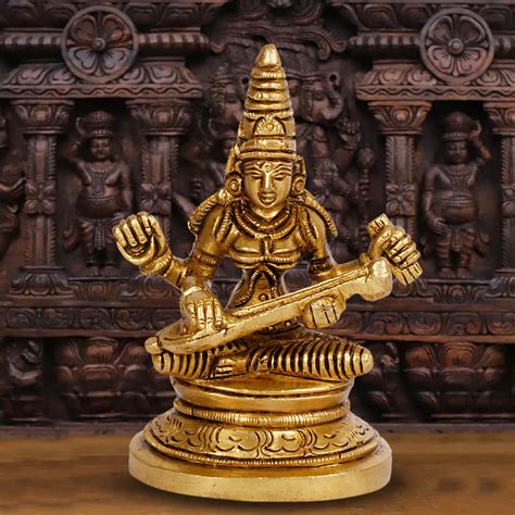 Buy Kartique Brass Saraswati Murti Idol Goddess Statue of Knowledge for ...
