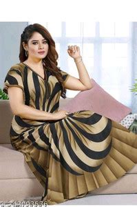 Ravi Gold Print Women Nighty - Buy Ravi Gold Print Women Nighty Online ...