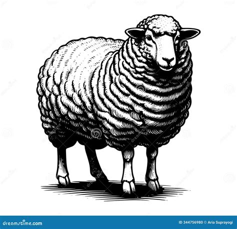Merino Sheep Hand Drawn Vector Illustration Asset Stock Illustration ...