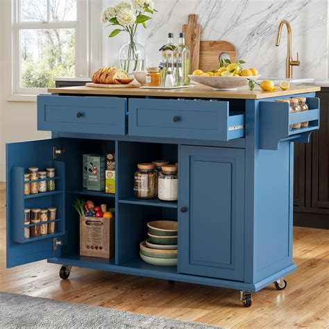 Amazon.com: FORNITUNE Rolling Kitchen Island Cart with Drop Leaf, Large ...