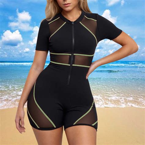 Romper Bathing Suit for Women Swim Suits for Women 2025 Short Sleeve ...