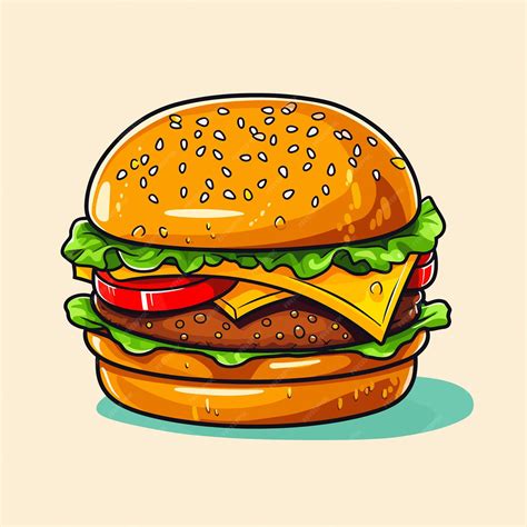 A drawing of a hamburger with cheese and tomato on it | Premium AI ...