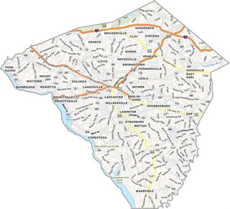 Lancaster County Map, Pennsylvania - US County Maps