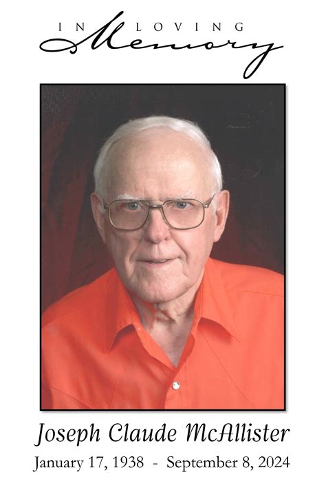 Joseph McAllister Obituary September 8, 2024 - Schoeneberger Funeral ...