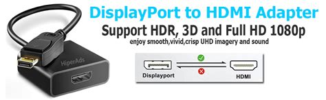 HiperAds® Display Port DP Male to HDMI Female Adapter Cable for DELL ...