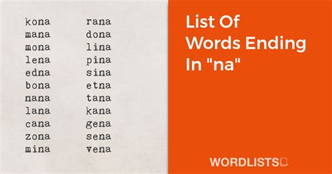 List Of Words Ending In "na"