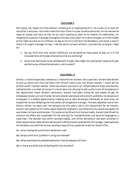 Case Study - Job Attitude and Satisfaction (Final Exam Analysis) - Studocu