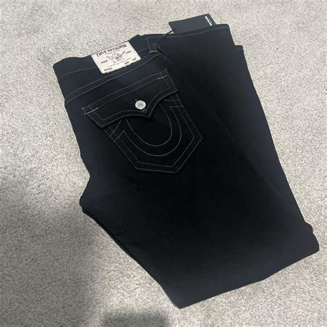 32/32 brand new all black true religion denim leg... - Depop