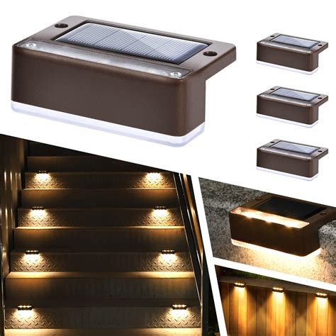 Omeron 4 Pack LED Solar Step Light,Solar Deck Lights Outdoor ...