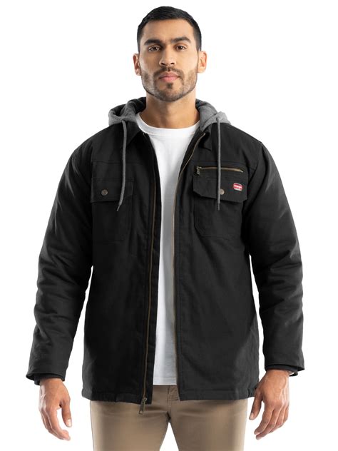 Wrangler Workwear Men's Quilted Lined Work Shirt Jacket with Hood, Size ...
