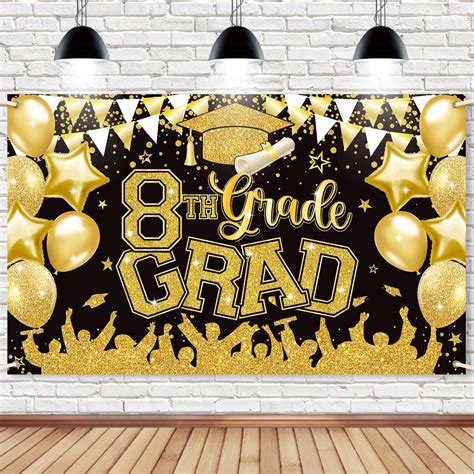 Amazon.com : 8th Grade Graduation Photo Backdrop Blue, 45.3’’ x 70.8 ...