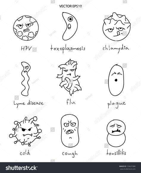 Drawing Viruses Causing Diseases Vector Stock Vector 159631988 ...