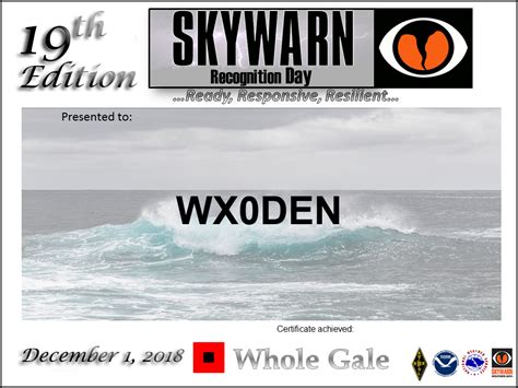 Skywarn Recognition Day 2018 a Success!