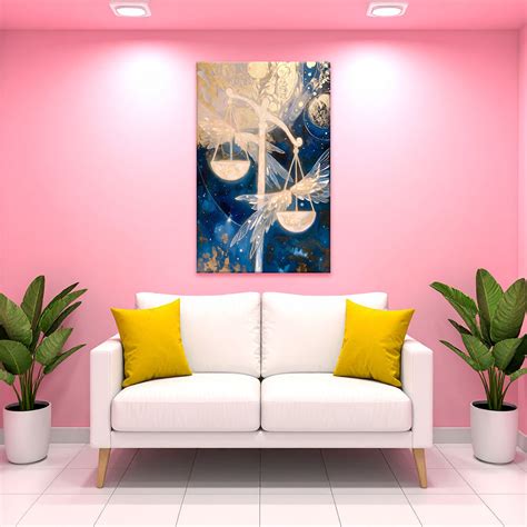 Cosmic Equilibrium Libra Zodiac Painting | Celestial Scales Canvas Wal ...