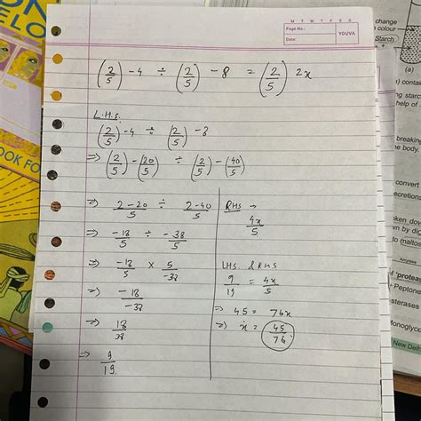 Find the value of x in the following: (2/5)-4÷ (2/5) -8 = (2/5) 2x ...