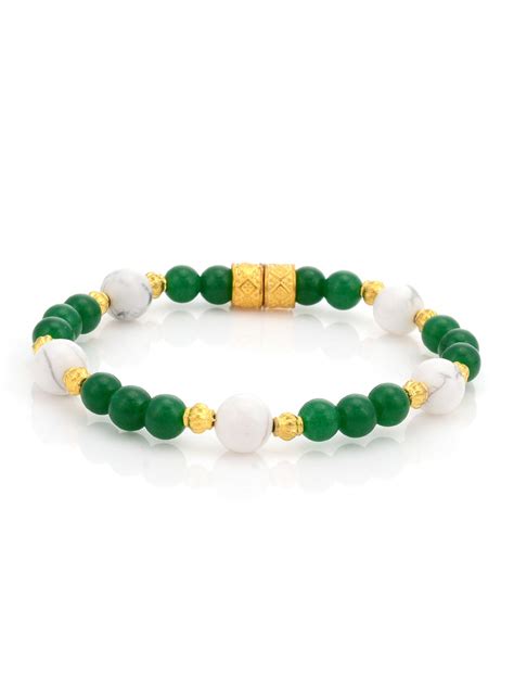 Buy White Green Stones and Golden Metal Stretchable Bracelet Online ...